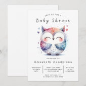 Invitation Baby shower Chic Editable Owl (Devant / Derrière)