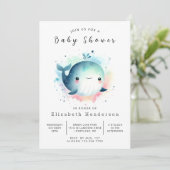 Invitation Baby shower Chic Editable Whale (Debout devant)