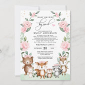 Invitation Baby shower Chic En Bois Par Mail Blush Floral (Devant)