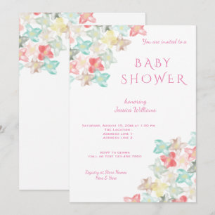 Invitation Baby-Shower chic et élégant à motif floral aquarel