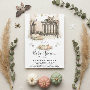 Invitation Baby Shower Chic et Fantomatique Chauve-Souris et 