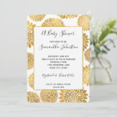 Invitation Baby shower Chic Gold Flowers (Debout devant)