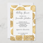 Invitation Baby shower Chic Gold Flowers (Devant)