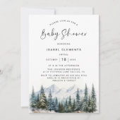 Invitation Baby shower chic hiver & moderne Script (Devant)