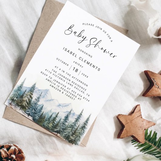 Invitation Baby shower chic hiver & moderne Script