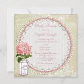 Invitation Baby shower chic minable de pot et d'hortensia de (Dos)