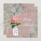 Invitation Baby shower chic minable de pot et d'hortensia de (Devant / Derrière)