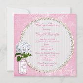 Invitation Baby shower chic minable rose de pot et (Dos)