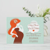 Invitation Baby shower Chic Modern de maman enceinte (Debout devant)