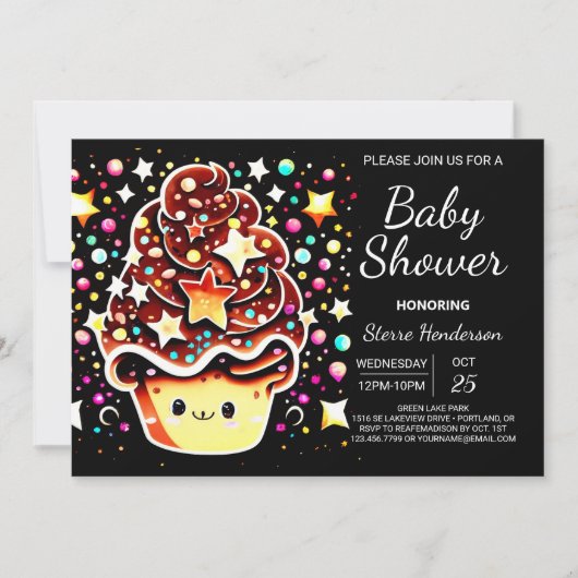Invitation Baby shower chic moderne Cupcake Muffin Boy (Devant)