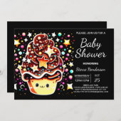 Invitation Baby shower chic moderne Cupcake Muffin Boy (Devant / Derrière)