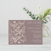 Invitation Baby shower chic papillon | Or Rose de cuivre (Debout devant)