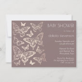 Invitation Baby shower chic papillon | Or Rose de cuivre (Devant)