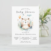 Invitation Baby shower chic Pastel Owl (Debout devant)