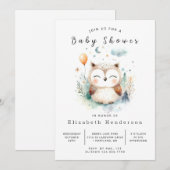 Invitation Baby shower chic Pastel Owl (Devant / Derrière)
