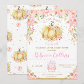 Invitation Baby shower Chic Petit Citrouille Floral Rose (Devant / Derrière)