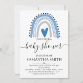 Invitation Baby shower chic Rainbow bleu moderne (Devant)