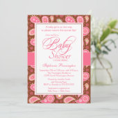 Invitation baby shower chic rose + cachemire marron (Debout devant)