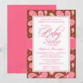 Invitation baby shower chic rose + cachemire marron (Devant / Derrière)