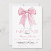 Invitation Baby shower Chic Rose Coquette Bow (Devant)