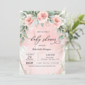 Invitation Baby shower Chic Roses Rose (Debout devant)