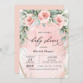 Invitation Baby shower Chic Roses Rose (Devant / Derrière)