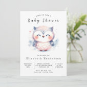 Invitation Baby shower Chic Simple Owl (Debout devant)