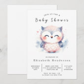 Invitation Baby shower Chic Simple Owl (Devant / Derrière)