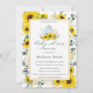 Invitation Baby shower Chic Sunflower Floral High Tea Party