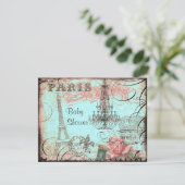 Invitation Baby shower Chic Tour Eiffel & Chandelier (Debout devant)