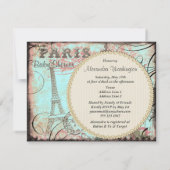 Invitation Baby shower Chic Tour Eiffel & Chandelier (Dos)