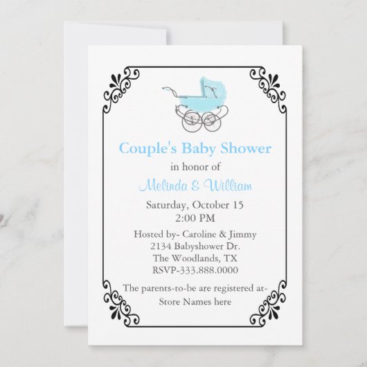 Invitation Baby shower Chic Vintage Style Couple (Devant)