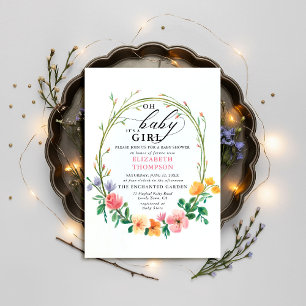 Invitation Baby shower chic Whimsical fleur sauvage