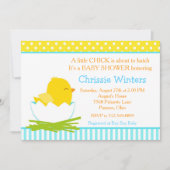 Invitation Baby shower chiche garçon bleu et jaune (Devant)