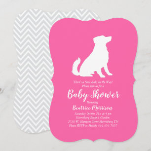 Invitation Baby Shower Chien Berger Australien Rose Fille