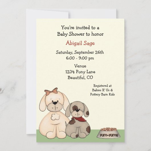 Invitation Baby shower Chien Chien Chien Chien Chien Puppy In (Devant)