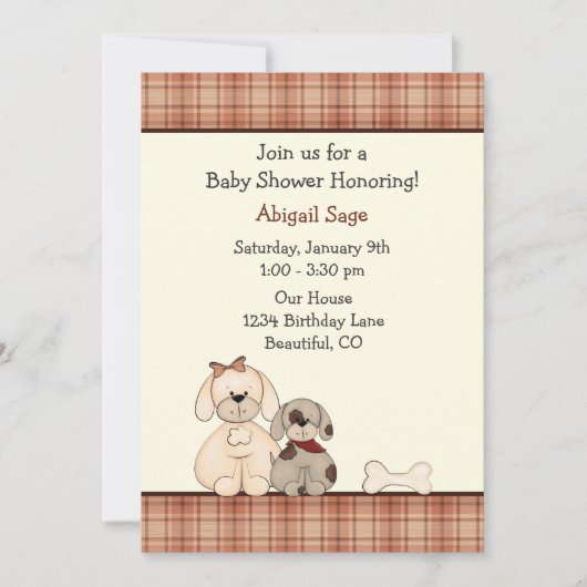 Invitation Baby shower Chien Chien Chien Chien Chien Puppy In (Devant)
