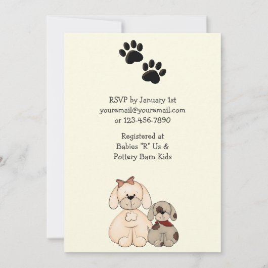 Invitation Baby shower Chien Chien Chien Chien Chien Puppy In (Dos)