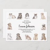 Invitation Baby shower Chien Chien Puppy (Devant / Derrière)