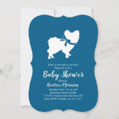 Invitation Baby Shower Chien Papillon Bleu Garçon (Devant)