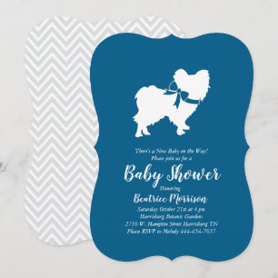 Invitation Baby Shower Chien Papillon Bleu Garçon