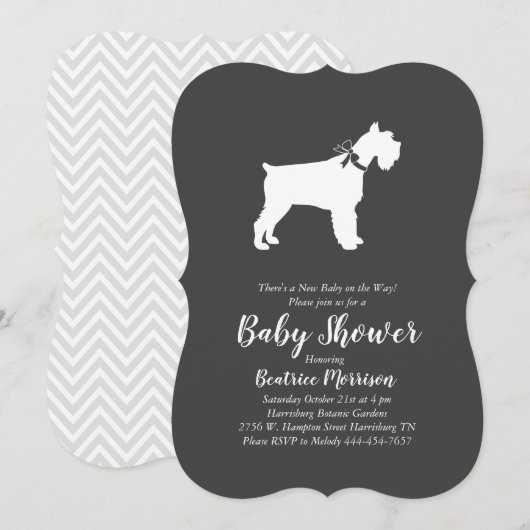 Invitation Baby shower Chien Schnauzer Miniature Neutre Genre (Devant / Derrière)