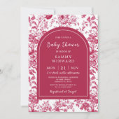 Invitation Baby shower chinois rose antique (Devant)