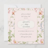 Invitation Baby shower chinois rose floral (Devant)