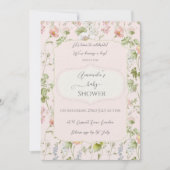 Invitation Baby shower chinois rose floral (Devant)