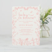 Invitation Baby shower Chinoiserie Rose Peach En Fleur (Debout devant)
