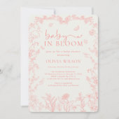 Invitation Baby shower Chinoiserie Rose Peach En Fleur (Devant)