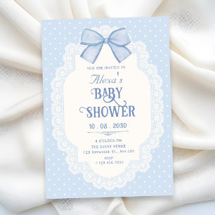 Invitation Baby shower choquette à ruban bleu