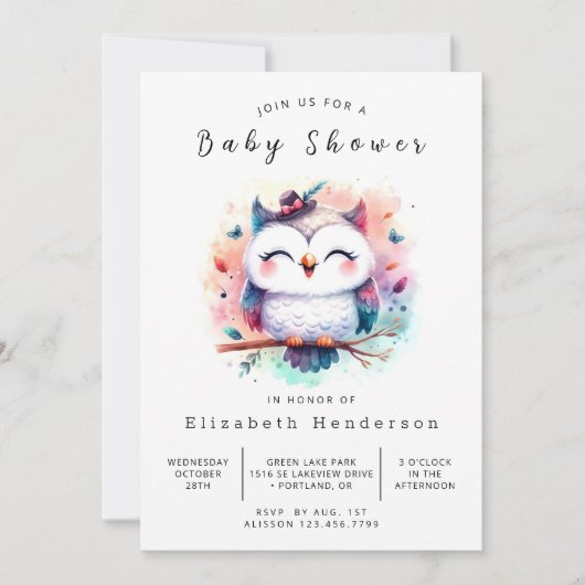 Invitation Baby shower chou élégant et modifiable (Devant)