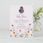 Invitation Baby shower chrétien orthodoxe fleur sauvage (Debout devant)